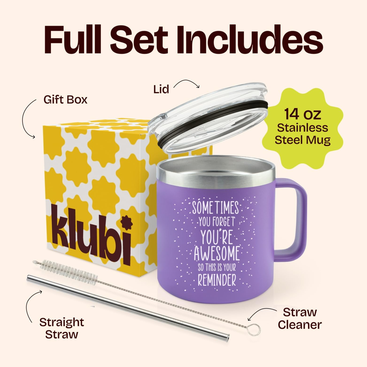 Tapa con pajilla de la taza KLUBI morada