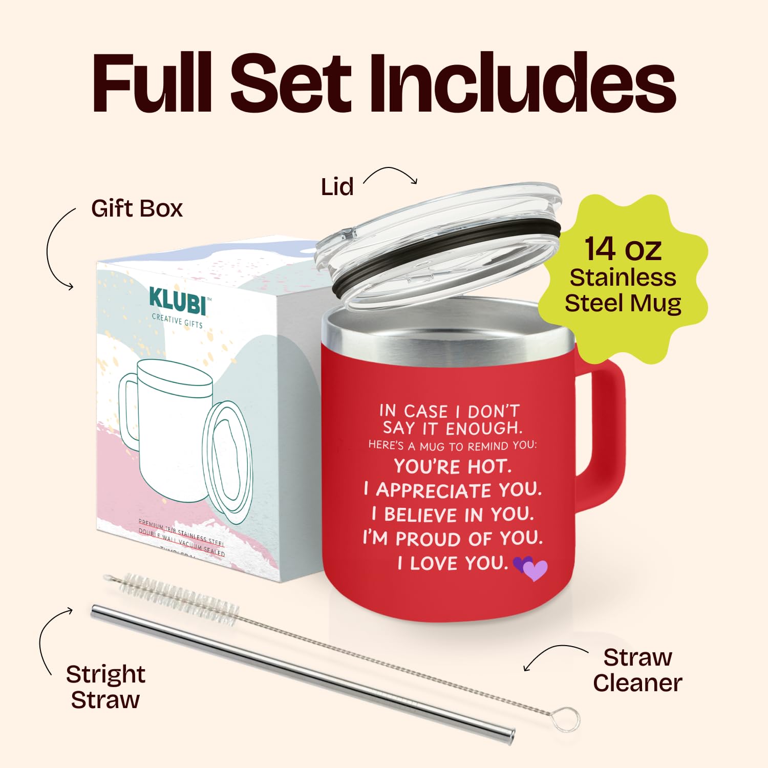 Taza KLUBI regalo romántico para ella, ideal en aniversarios.