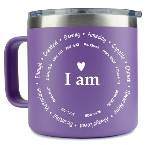 KLUBI Taza termo morada 14 oz para café, mantiene el calor por más tiempo.