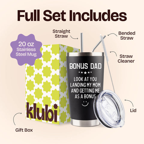 KLUBI tumbler 20oz negro, acero inoxidable duradero para uso diario.