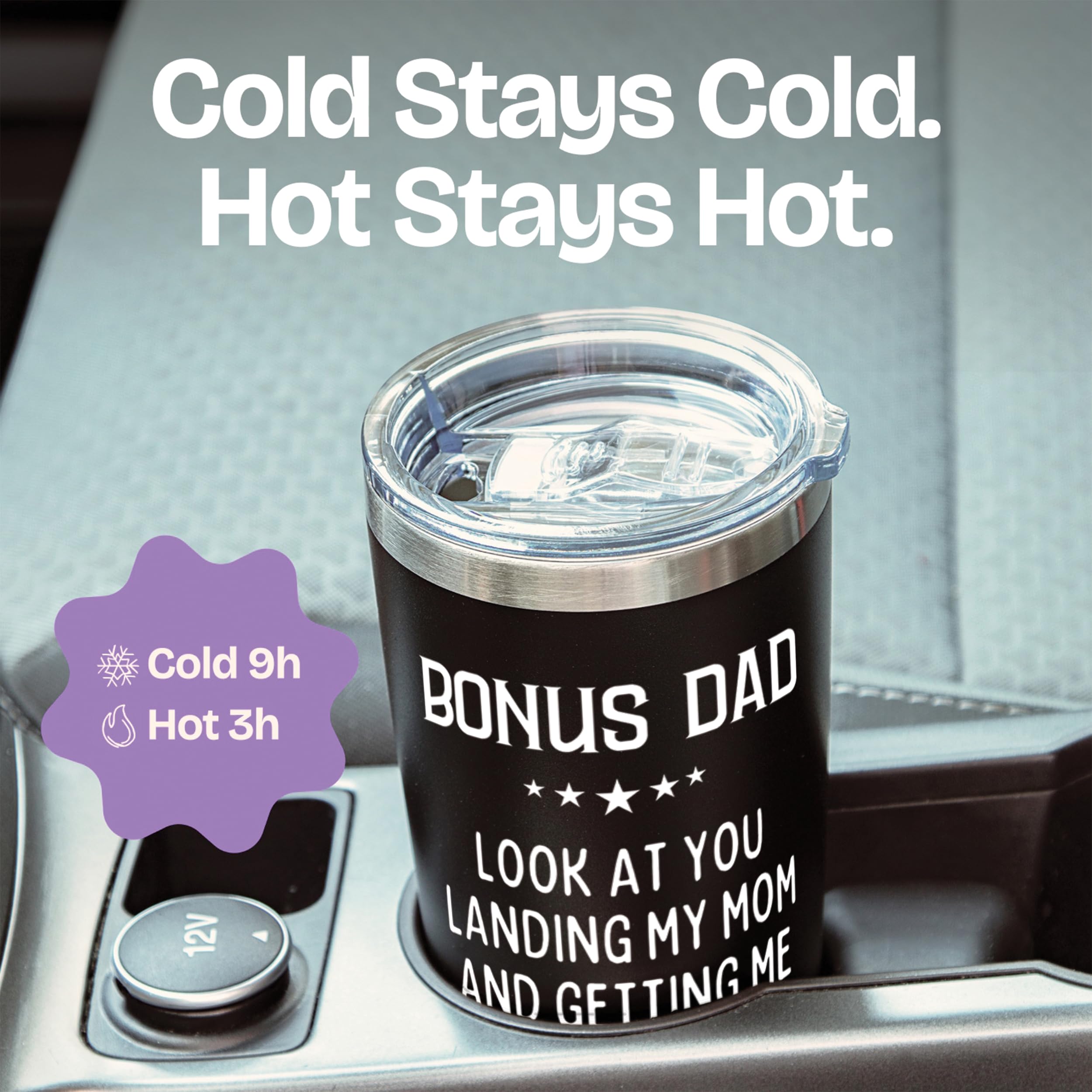 KLUBI tumbler 20oz negro retiene calor y frío por horas para café o agua.