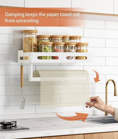 KLYLVENNE porta-papel pared con 4 ganchos para utensilios
