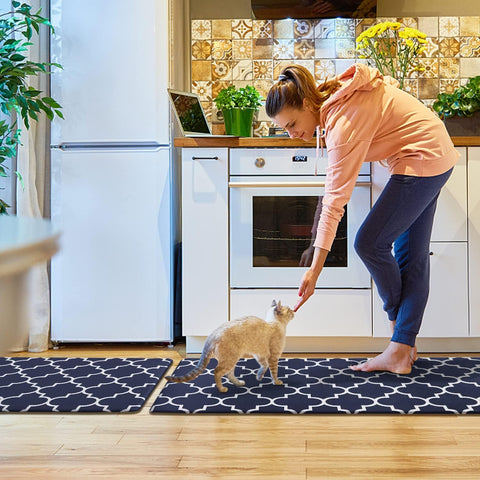 KMAT dos piezas de alfombra azul, uso versátil en cocina
