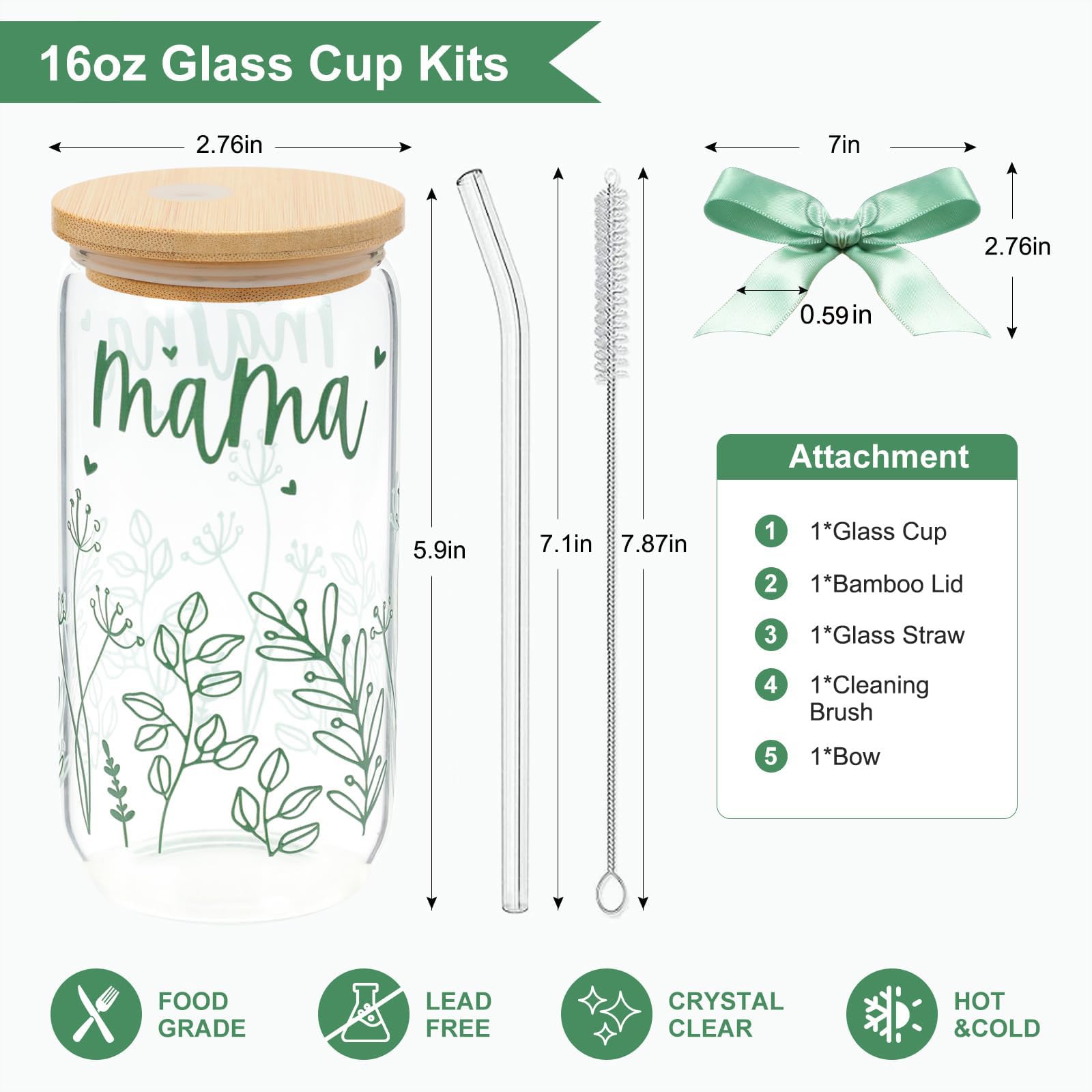 KMCCUMBER taza con pajilla de vidrio, perfecta para smoothies y bebidas heladas.