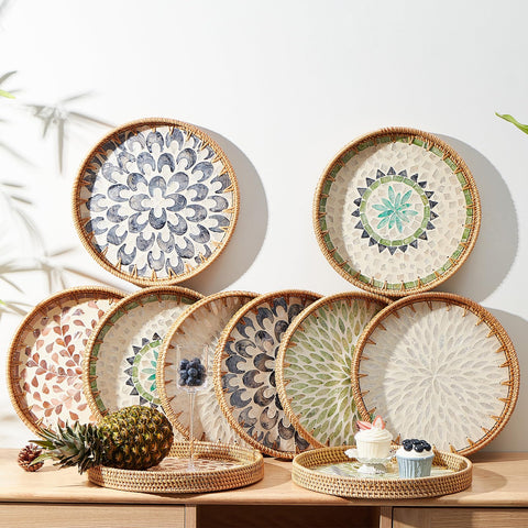 Bandeja decorativa Kmelep ideal para paredes o superficies, aporta estilo bohemio moderno.