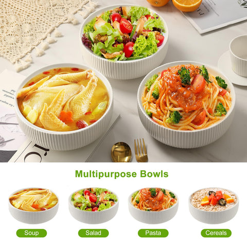 KMIGRUAN tazon pasta ceramico blanco 8pulgadas, apto para microondas