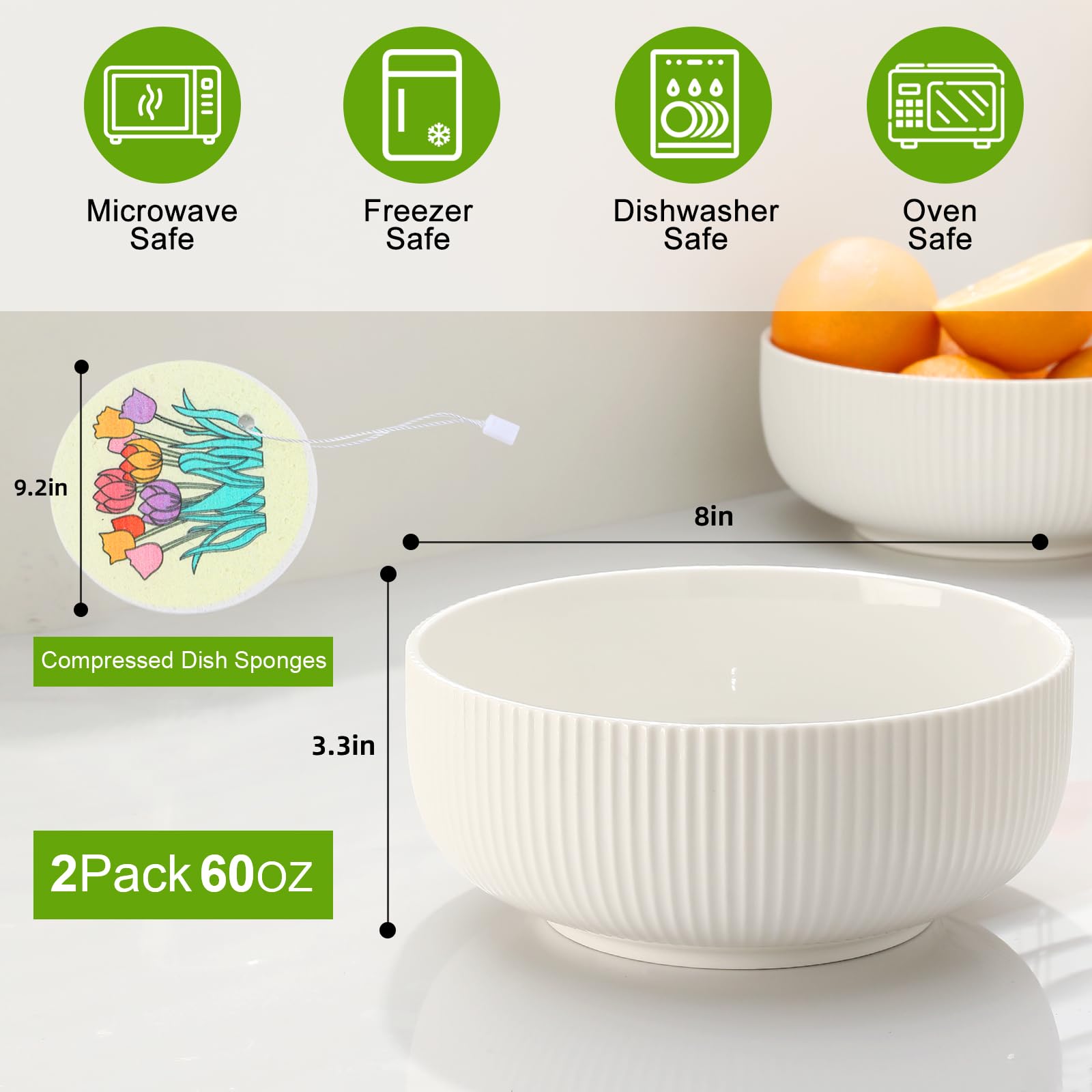 KMIGRUAN tazon sopa ceramico blanco 8pulgadas, apto para caldos y pho