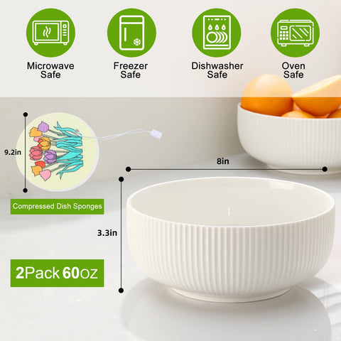 KMIGRUAN tazon sopa ceramico blanco 8pulgadas, apto para caldos y pho