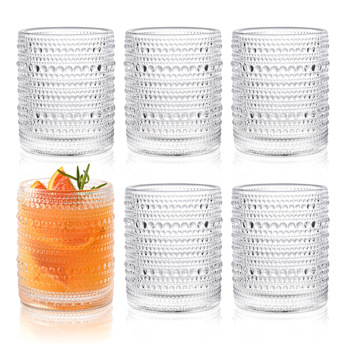 KMIGRUAN vasos hobnail 12oz: juego de 6 para agua diaria con estilo.
