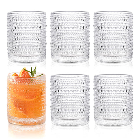 KMIGRUAN vasos hobnail 12oz: juego de 6 para agua diaria con estilo.