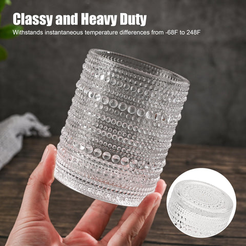 KMIGRUAN vasos vintage embossed 12oz para cócteles y degustaciones.