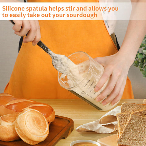 Kmise tarro masa madre 34oz espátula de silicona facilita mezclar y limpiar.