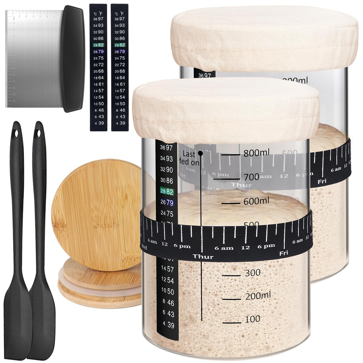 Kmise tarro masa madre 34oz con tapa hermética para una fermentación limpia y estable.