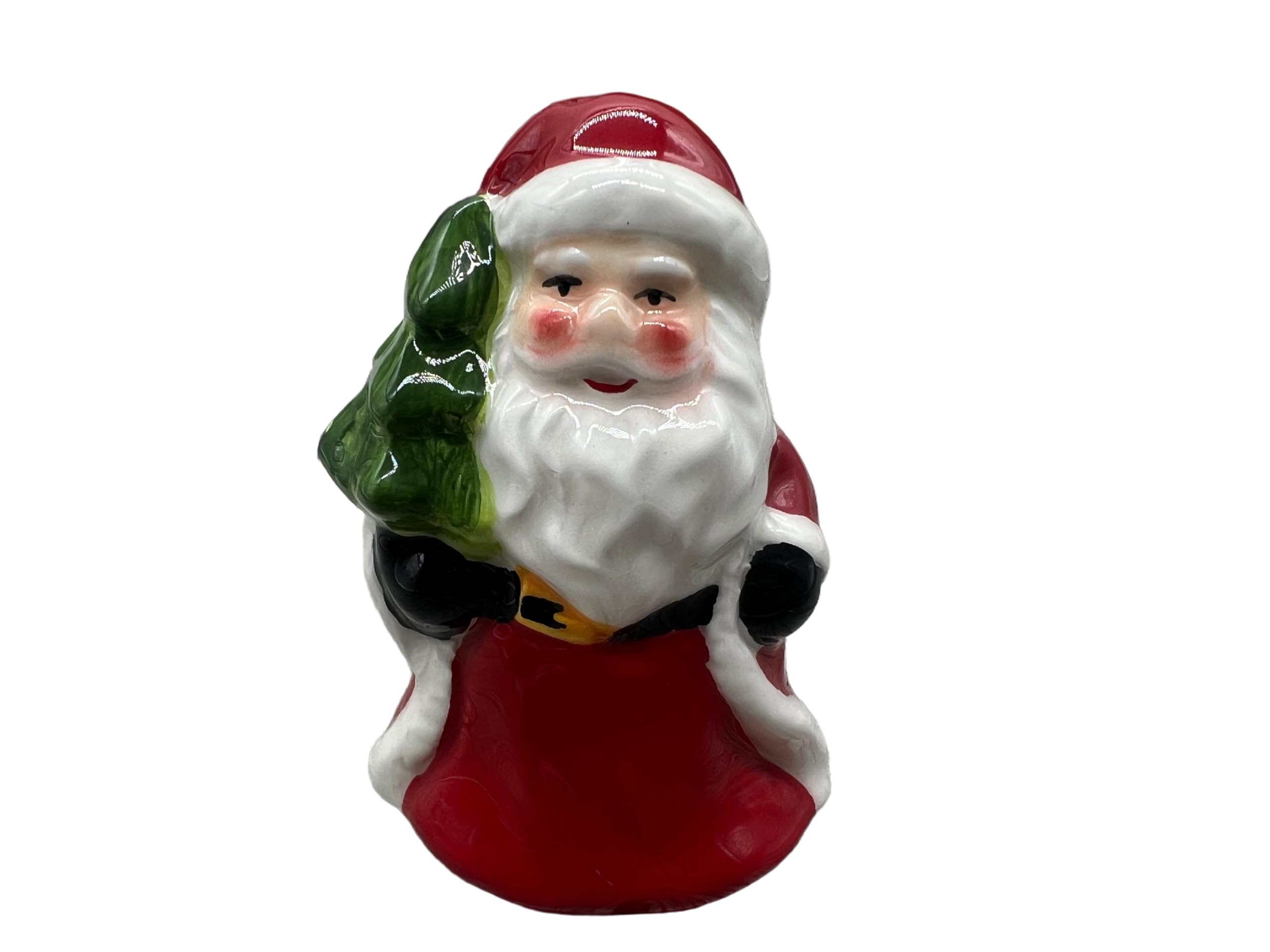 KNBG detalle: Santa en cerámica con adornos festivos.