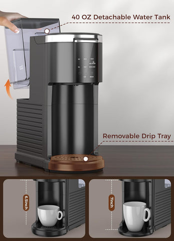Cafetera Kndko con pantalla táctil para uso rápido.