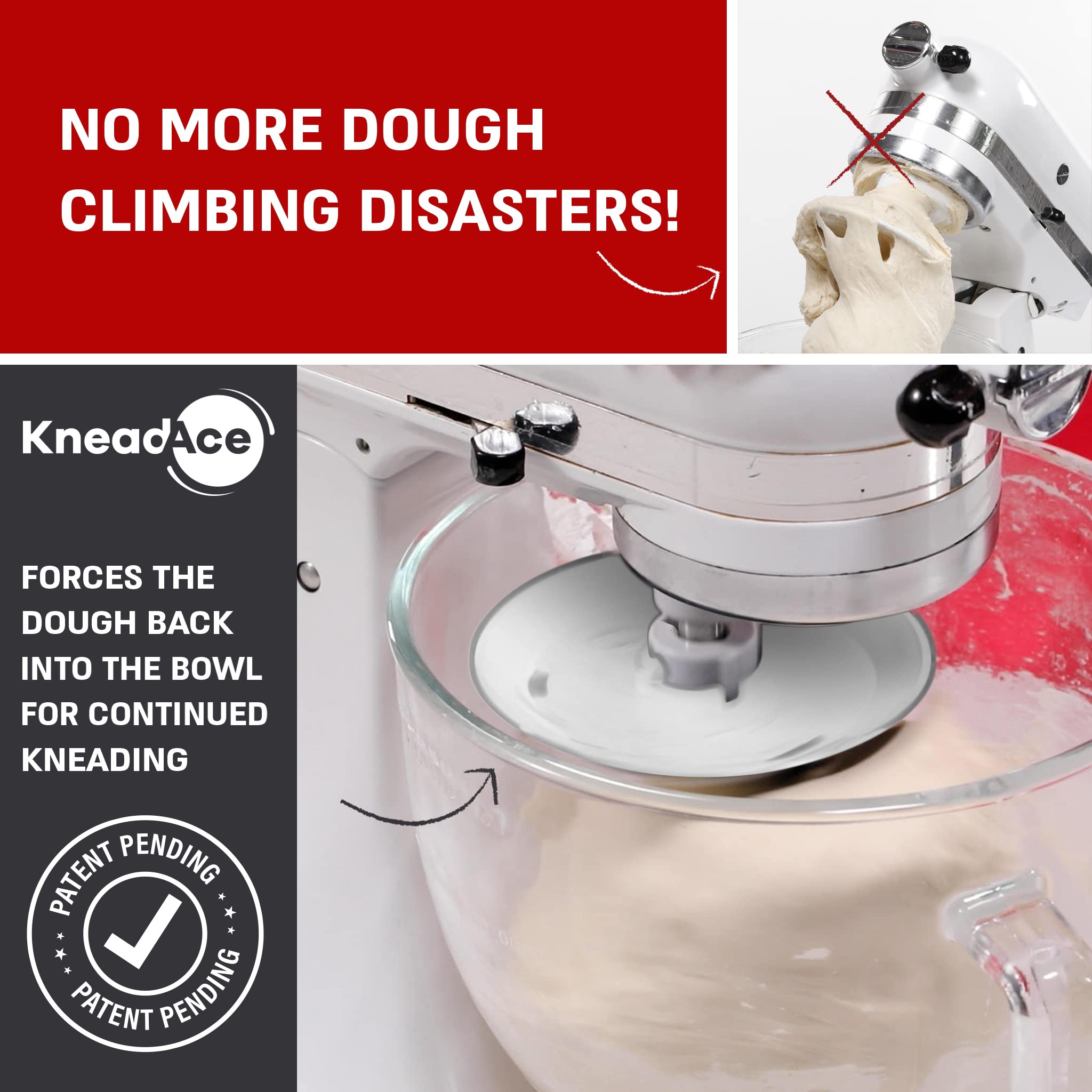 KneadAce gancho-masa-kitchenaid facilita amasado continuo sin obstrucciones
