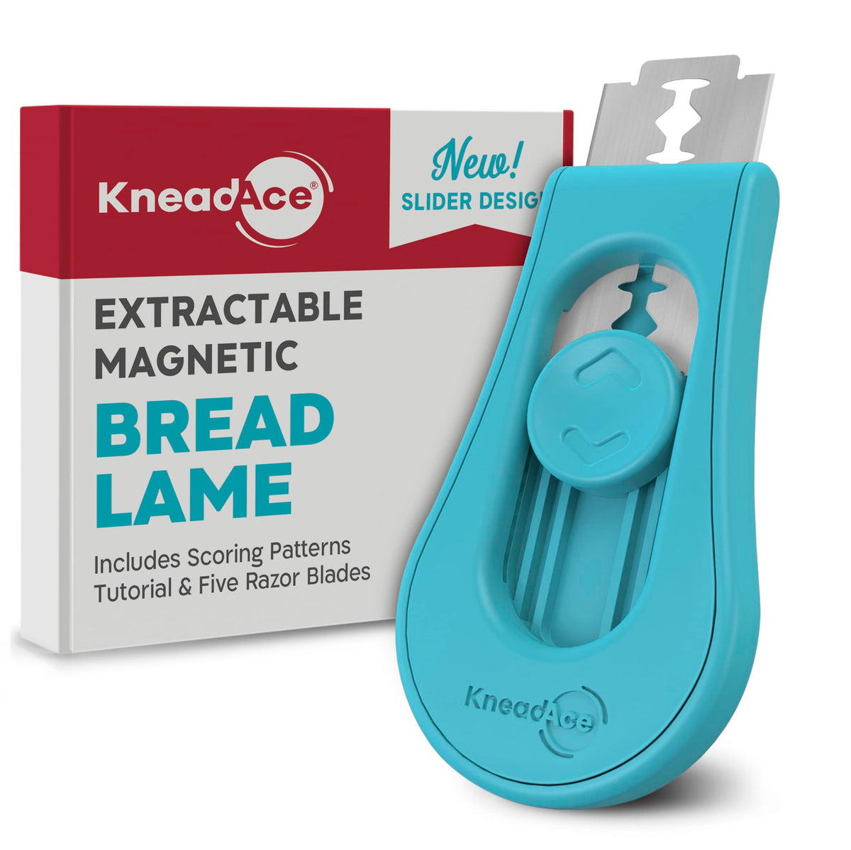 KNEADACE Lame Pan Extractable Magnética con mango ergonómico para cortes precisos.