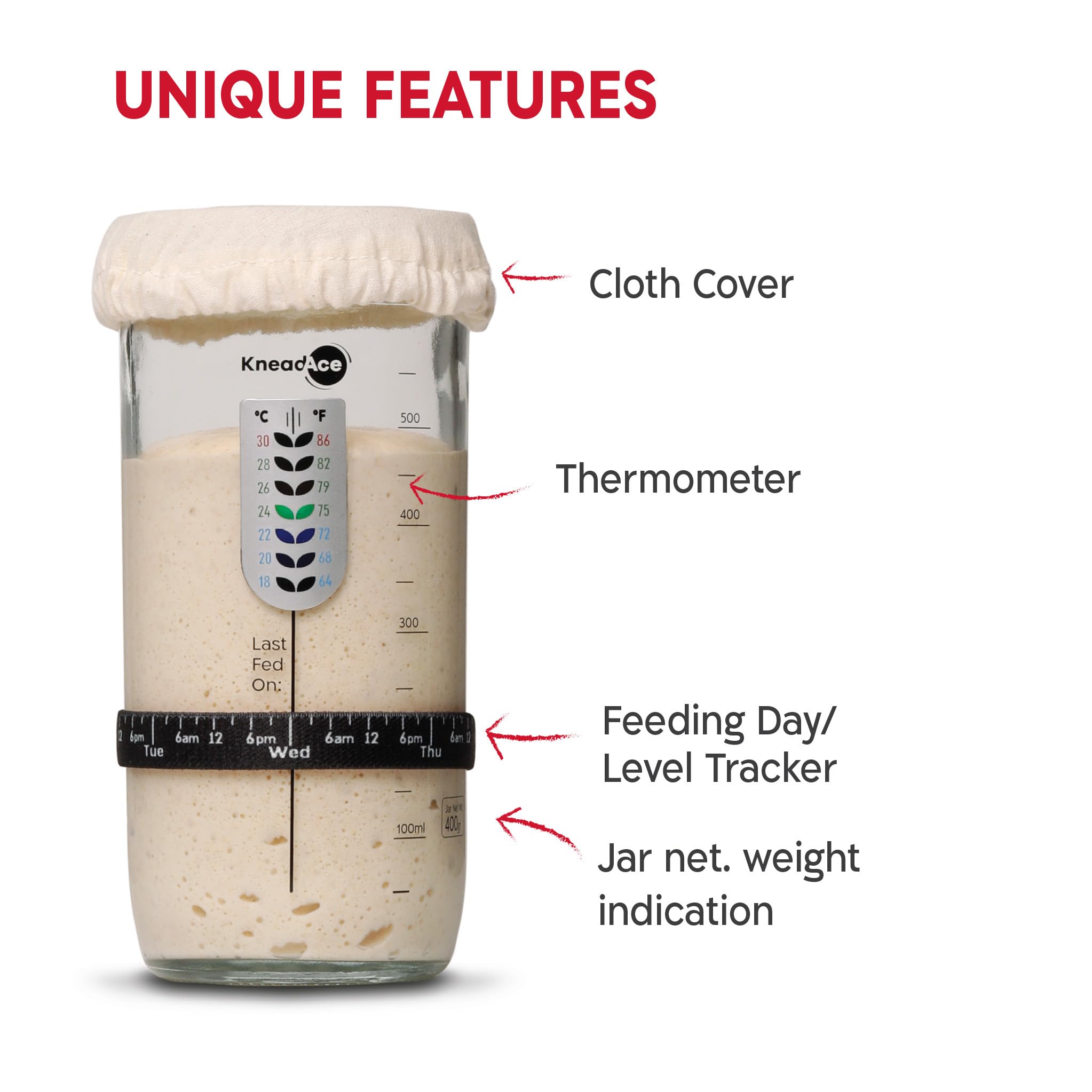 KneadAce termómetro para controlar temperatura durante fermentación