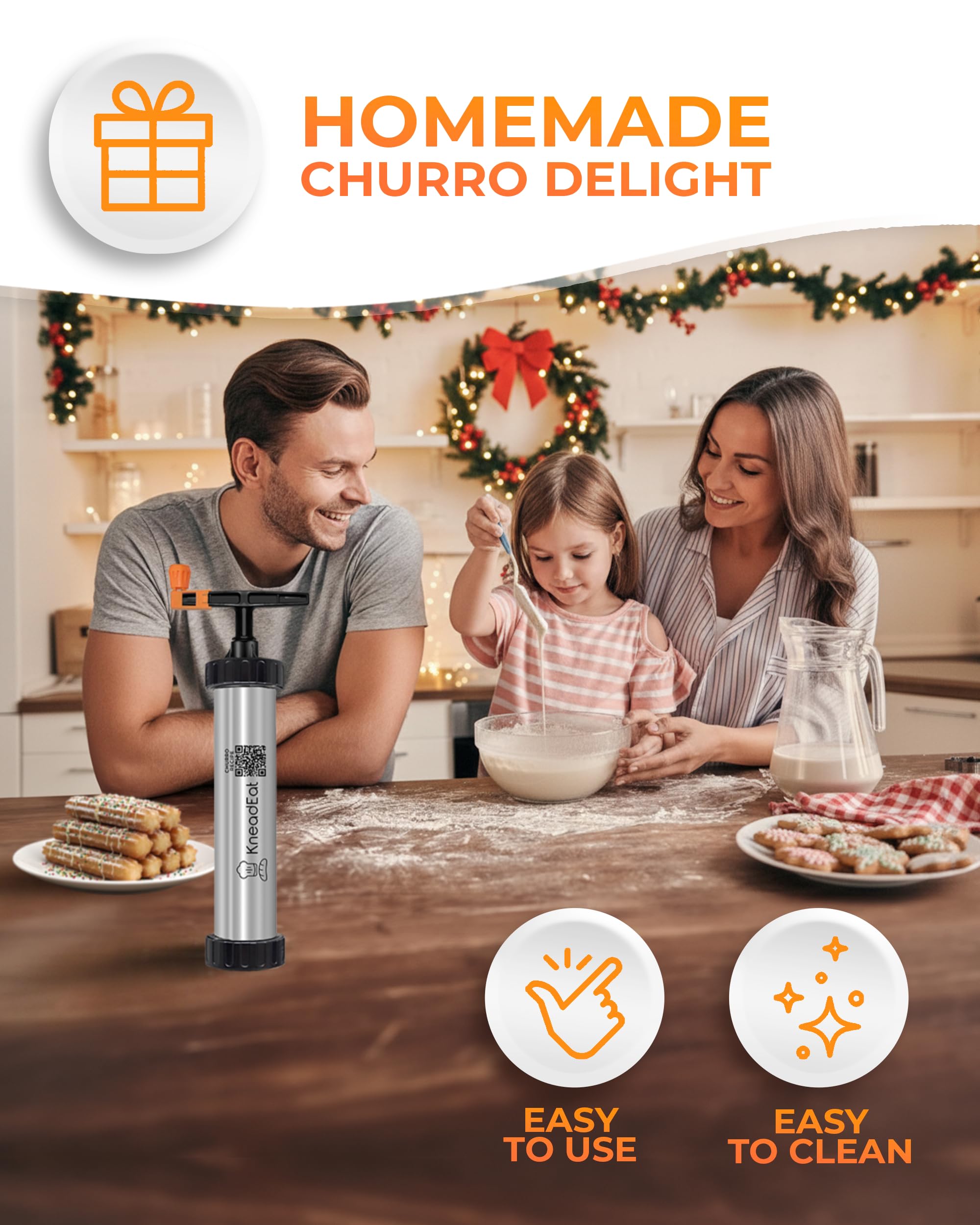 KneadEat Churro Maker Kit churros dorados: resultados apetitosos para servir.