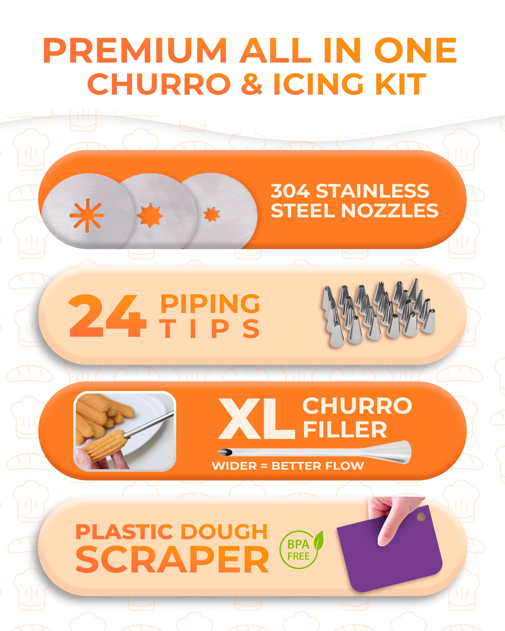 KneadEat Churro Maker Kit receta QR: acceso rápido a instrucciones para churros en casa.