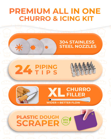 KneadEat Churro Maker Kit receta QR: acceso rápido a instrucciones para churros en casa.