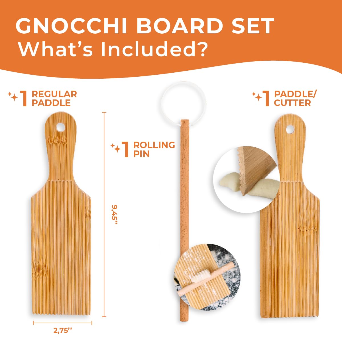 KneadEat Espátula gnocchi con borde: corte preciso para porciones consistentes