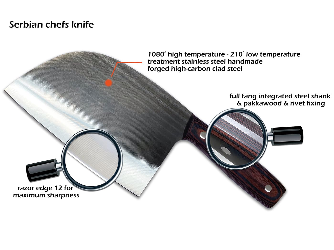 Cuchillo KNIFAST de acero al carbono para cortes precisos en carne y verdura.