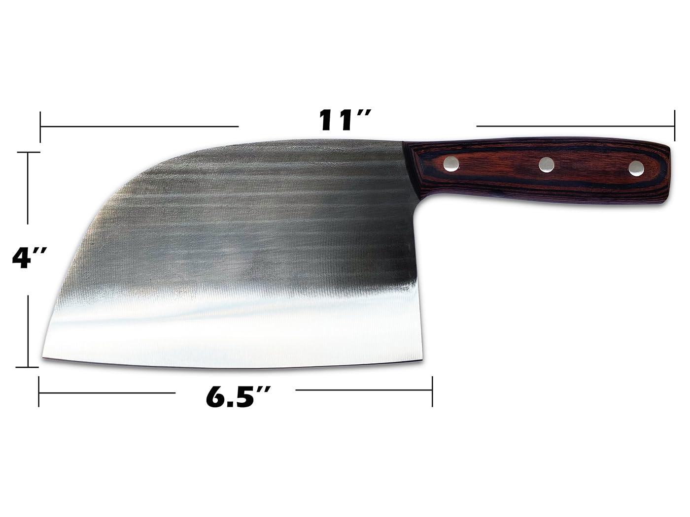 Detalle de espiga completa y mango de madera KNIFAST para mayor durabilidad.