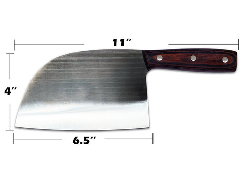Detalle de espiga completa y mango de madera KNIFAST para mayor durabilidad.