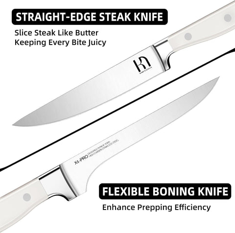 Set de cuchillos filete KnifeSaga de 4.5 pulgadas para filetes uniformes.