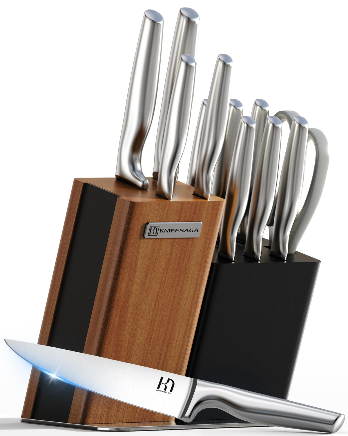 KnifeSaga 2026 bloque de cuchillos de dos tonos, organización y estilo en la cocina
