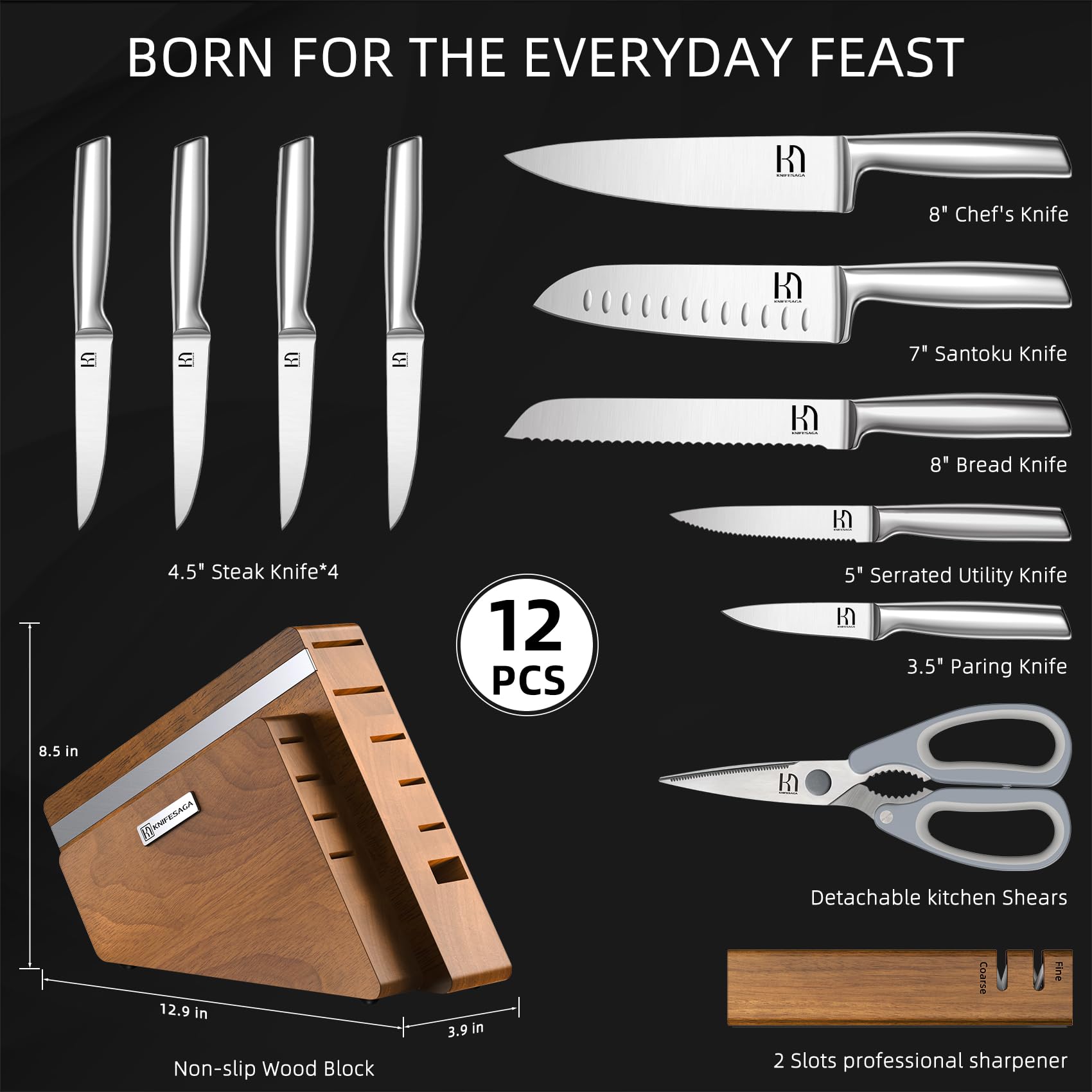 KnifeSaga: afilador doble en bloque para afilar en casa.