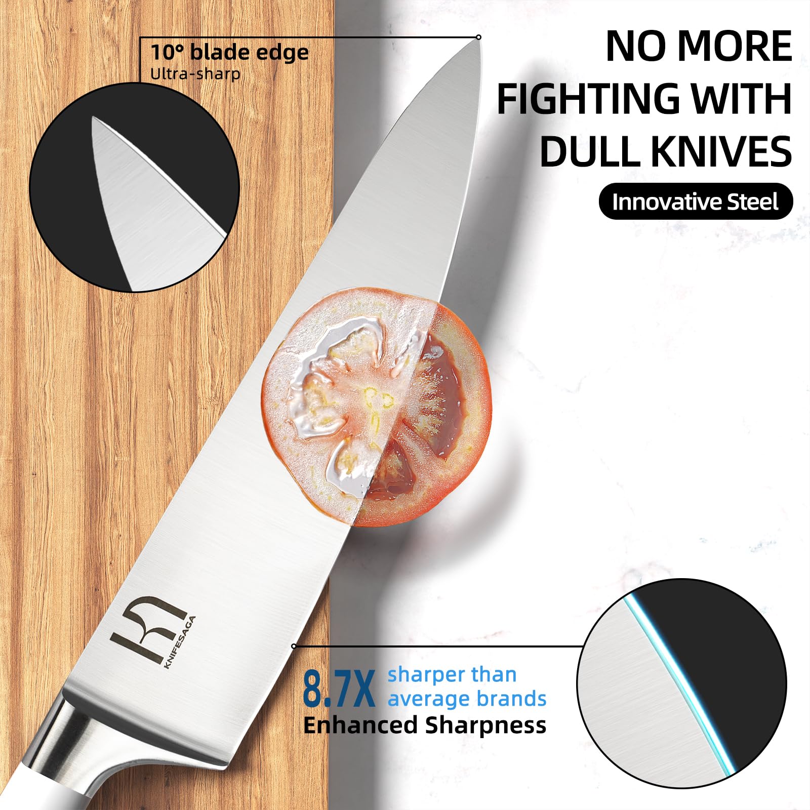 KnifeSaga afilar cuchillos con afilador incluido para mantener filo óptimo