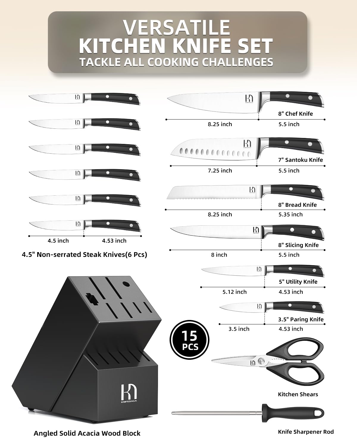KnifeSaga cuchillo pelar 3,5 pulgadas ideal para pelar y recortar frutas y verduras.
