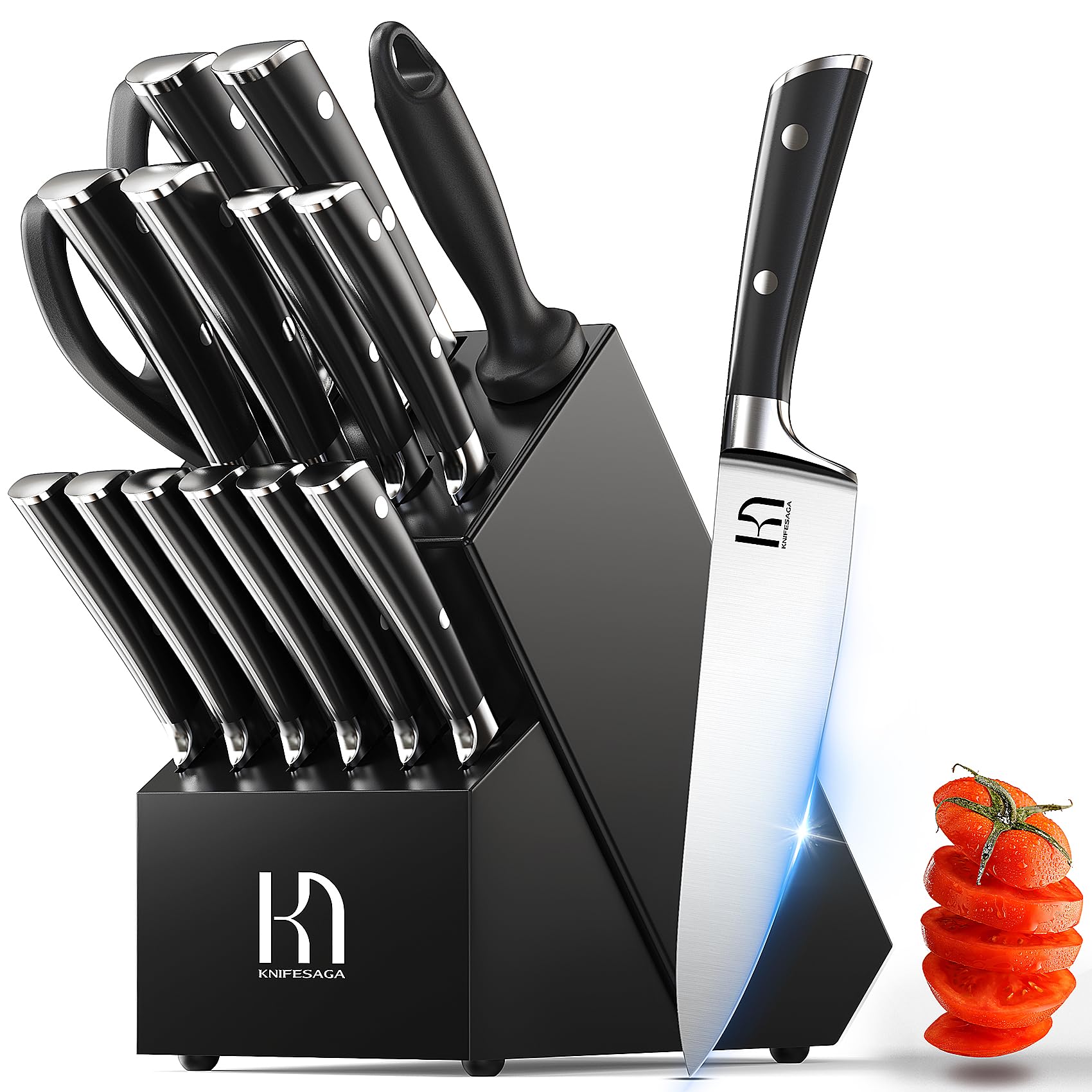 KnifeSaga cuchillo chef 8 pulgadas con filo afilado para cortes precisos.