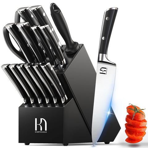 KnifeSaga cuchillo chef 8 pulgadas con filo afilado para cortes precisos.