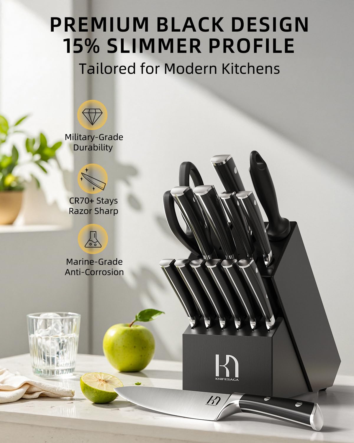 KnifeSaga cuchillo santoku 7 pulgadas ideal para picar verduras y carnes.