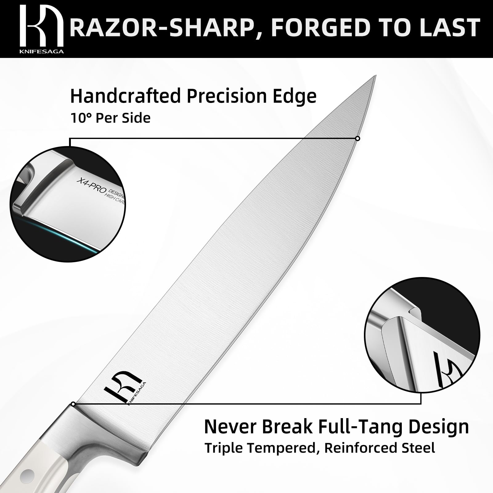KnifeSaga cuchillo chef 8-pulgadas filo nítido para cortes precisos