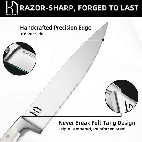 KnifeSaga cuchillo chef 8-pulgadas filo nítido para cortes precisos