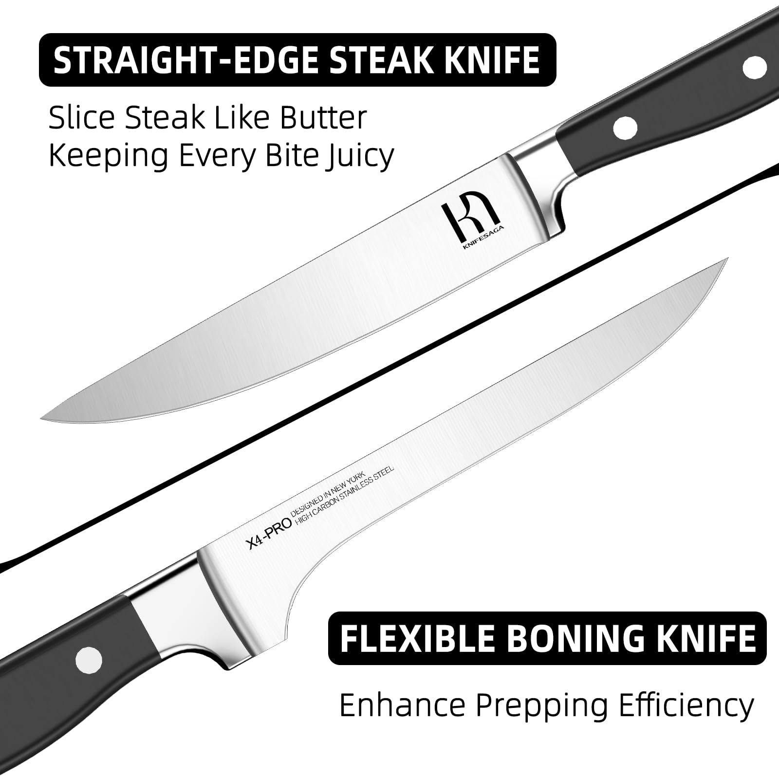 Cuchillo pelador Knifesaga de 3-5 pulgadas, pelado preciso y cómodo.