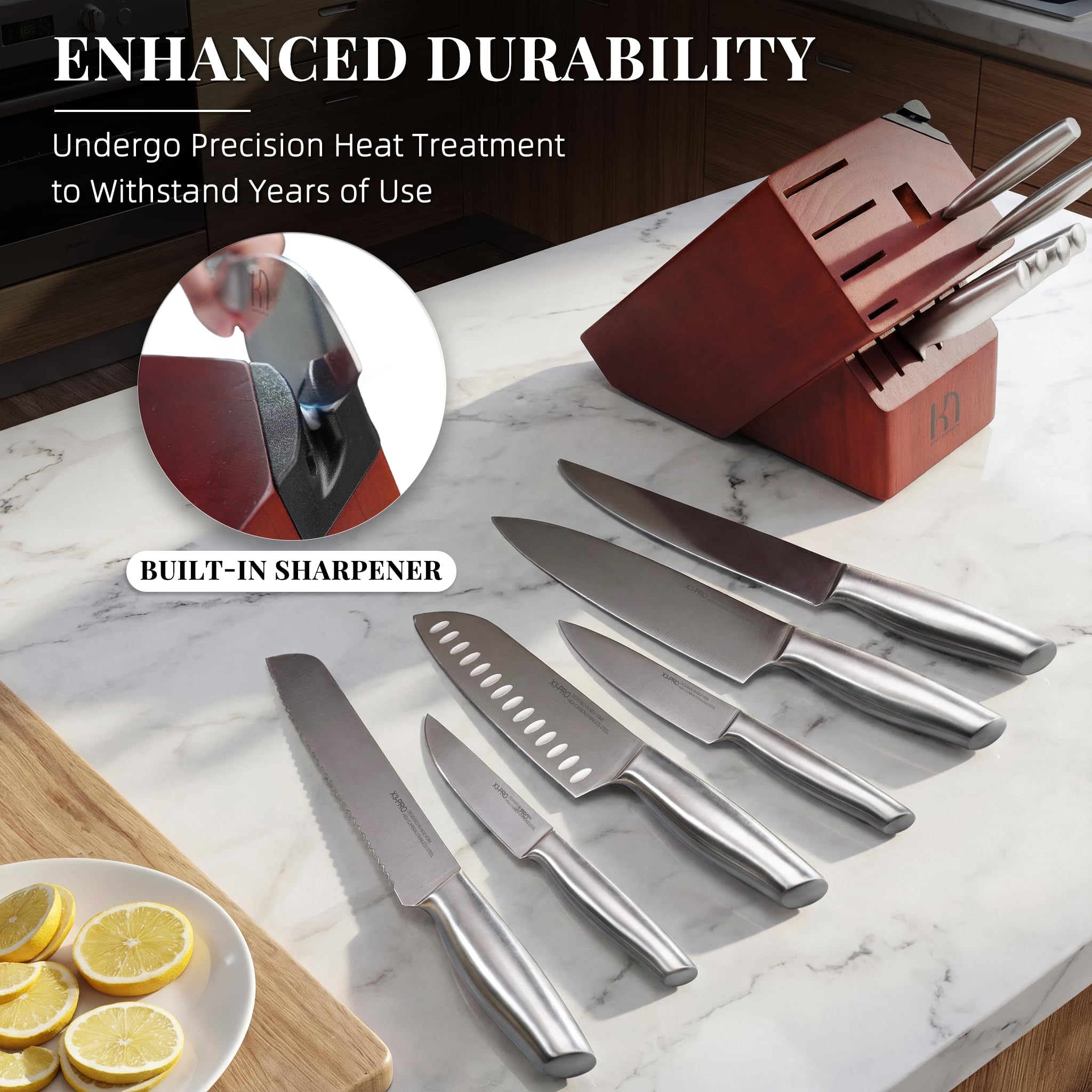 KnifeSaga cuchillo santoku de 7 pulgadas, gran versatilidad en la cocina.