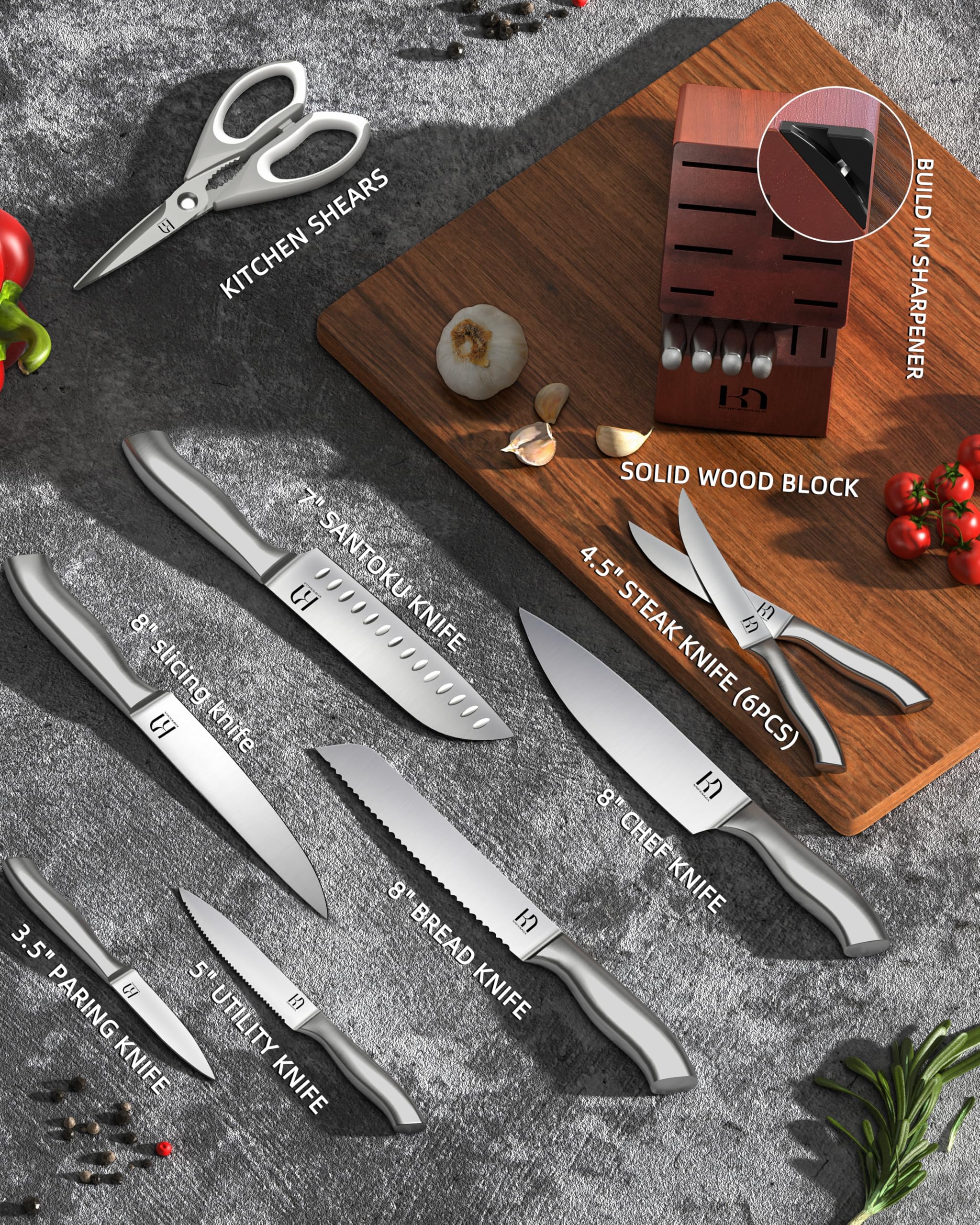 KnifeSaga cuchillo santoku de 7 pulgadas para picar y trocear con fluidez.