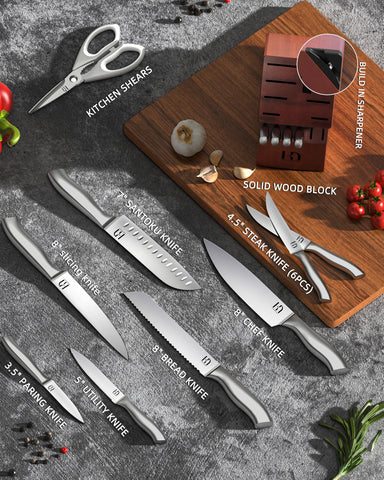 KnifeSaga cuchillo santoku de 7 pulgadas para picar y trocear con fluidez.