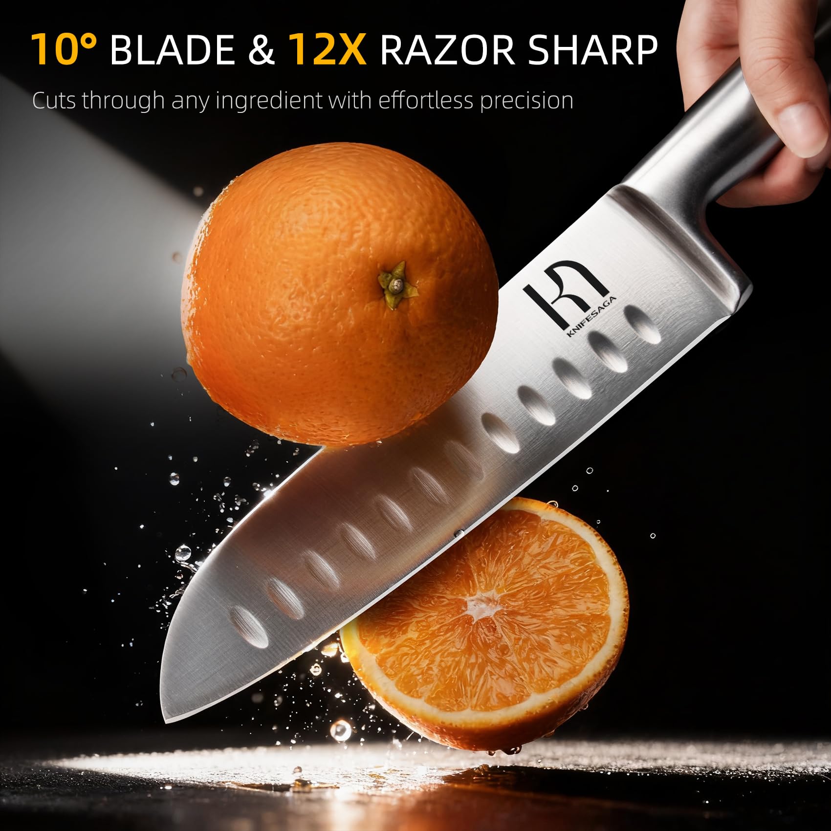 KnifeSaga cuchillo santoku 7 pulgadas, versátil para verduras y carnes.