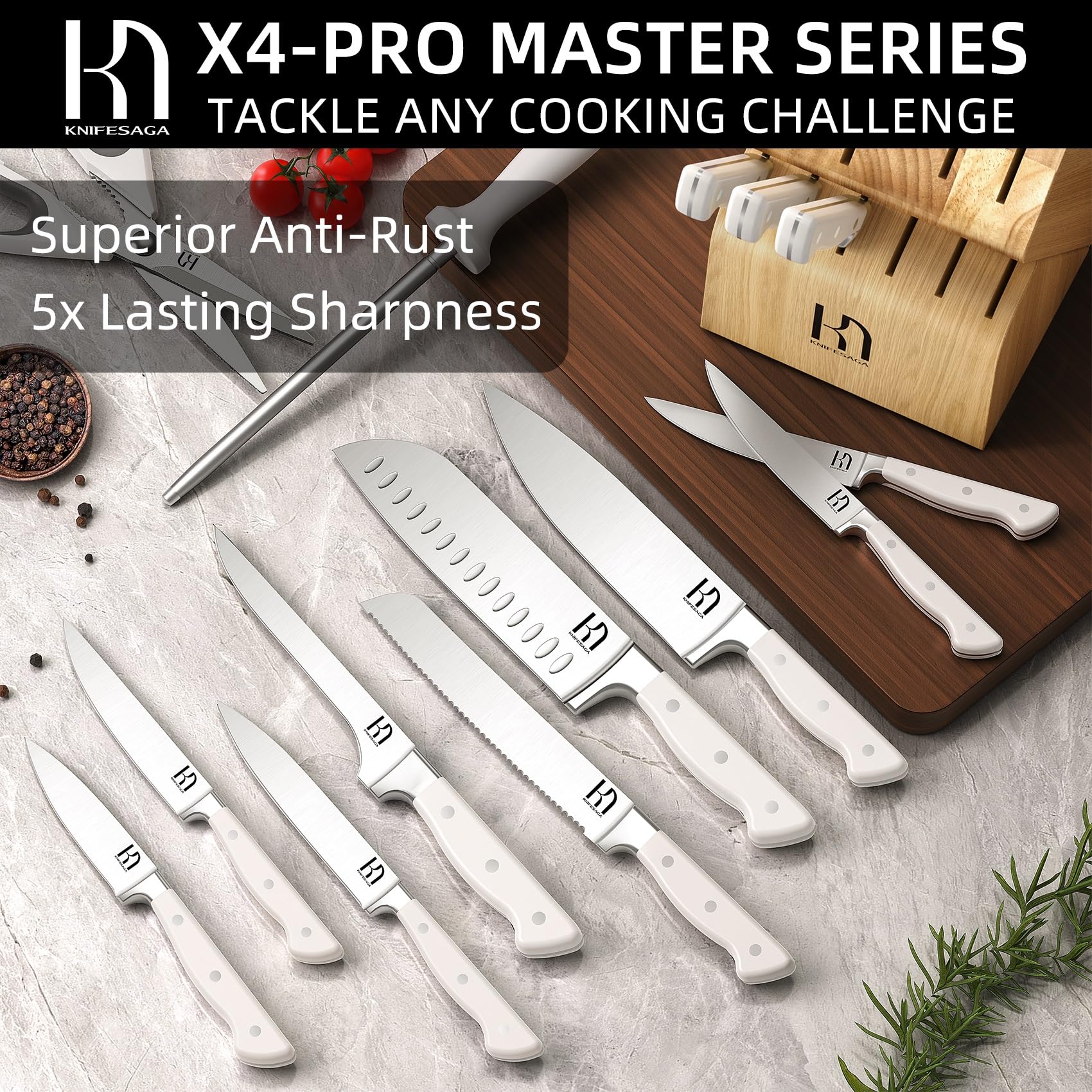 Cuchillo santoku KnifeSaga 7 pulgadas, versatilidad para tareas diarias.