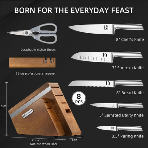 Cuchillo santoku KnifeSaga de 7 pulgadas para rebanadas uniformes.