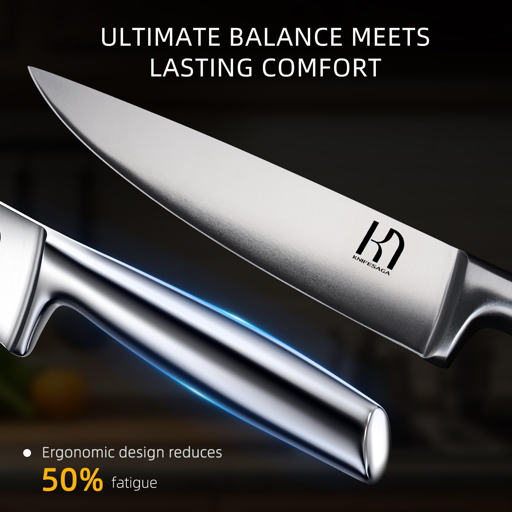 KnifeSaga cuchillo utilidad 5 pulgadas, filo óptimo para tareas rápidas.
