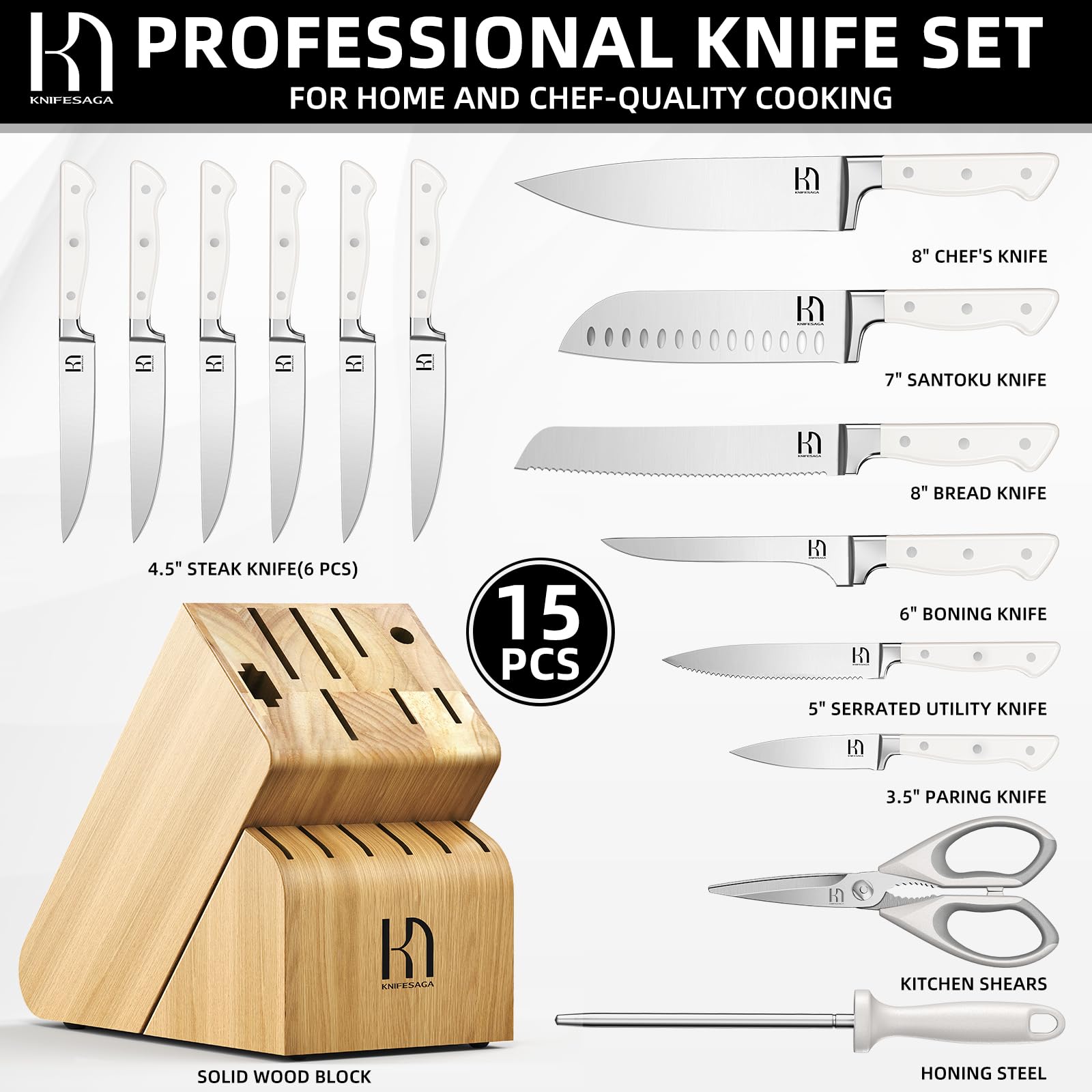 Cuchillo utilidad KnifeSaga 5 pulgadas, manejo cómodo en preparaciones.