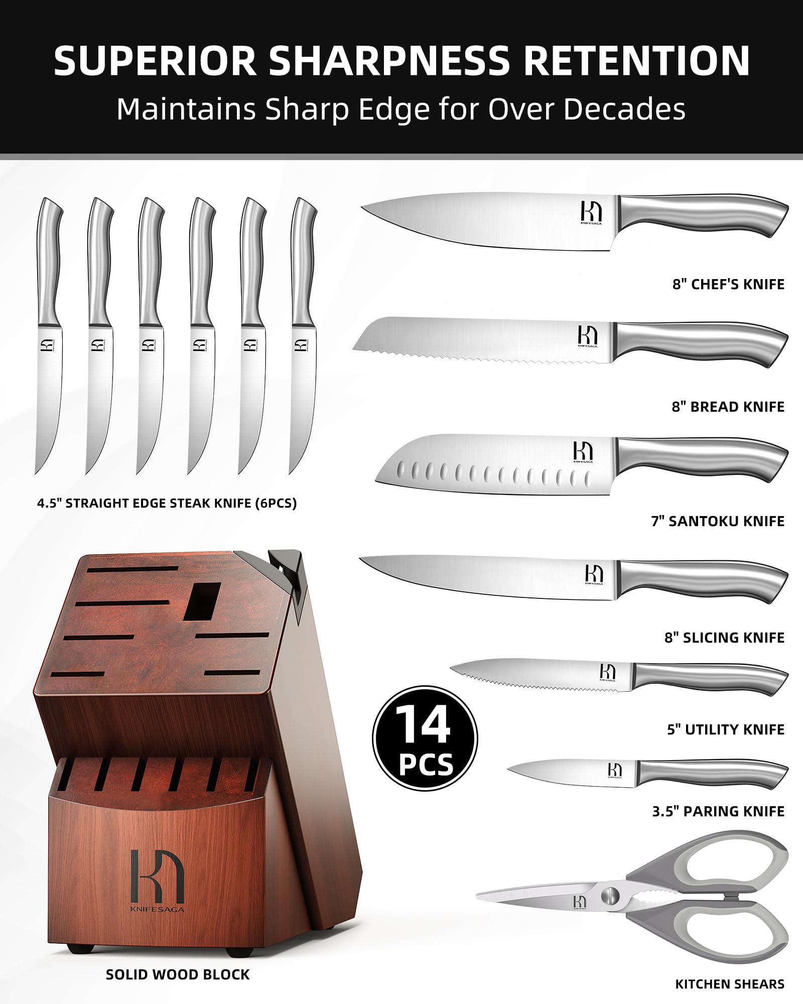 KnifeSaga cuchillo utilidad de 5 pulgadas para tareas rápidas.