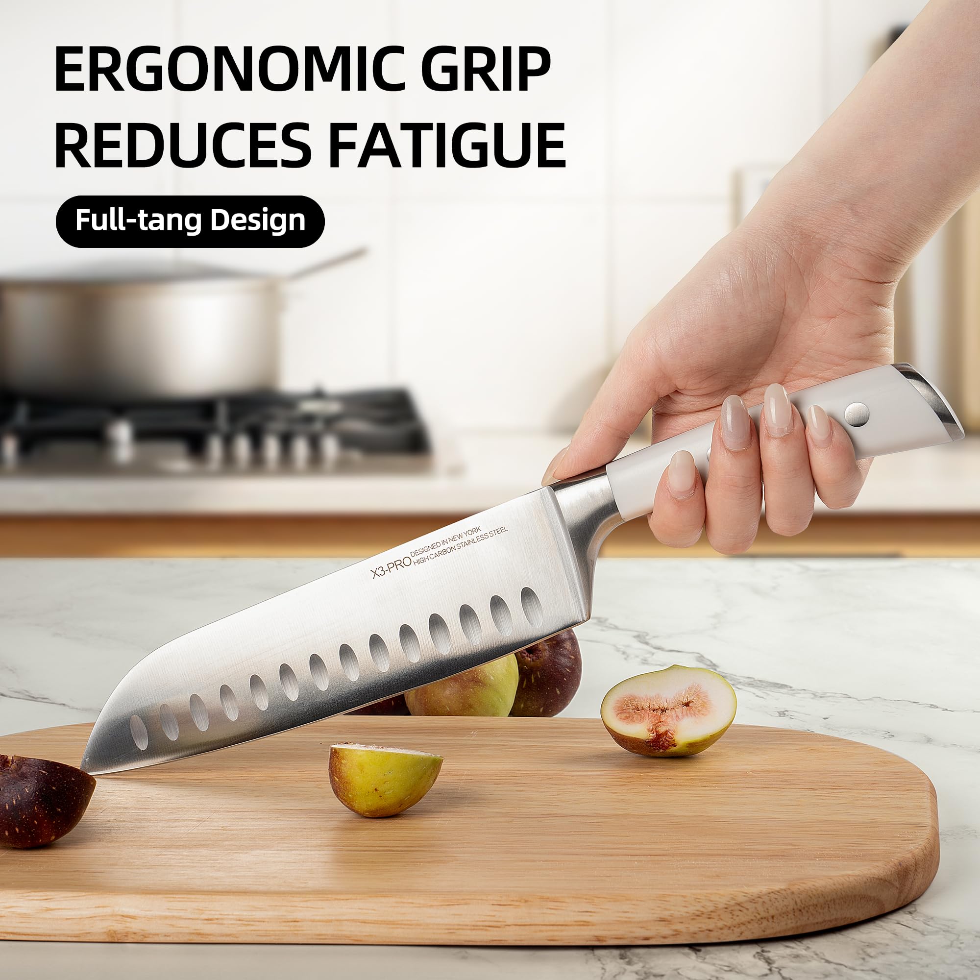 KnifeSaga cuchillos-japoneses acero alto carbono inoxidable, set de 15 piezas para preparar cualquier plato.